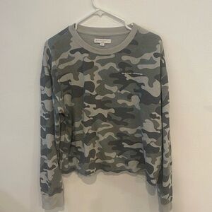 Spiritual Gangster camo sweater size large raw hem